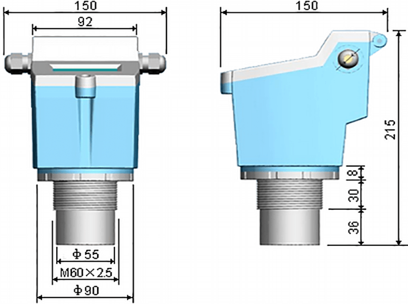 YEH-Z超聲波液位計尺寸圖